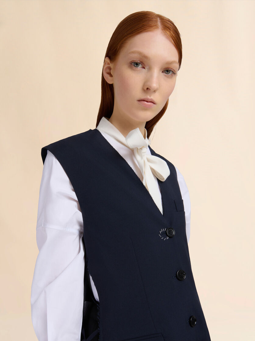 Gilet in lana blu scuro - Gilet - Image 4