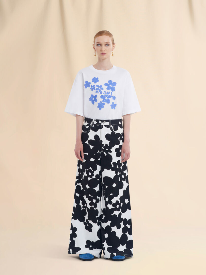 Pantalon en coton avec imprimé Dillies noir et blanc - Pantalons - Image 2