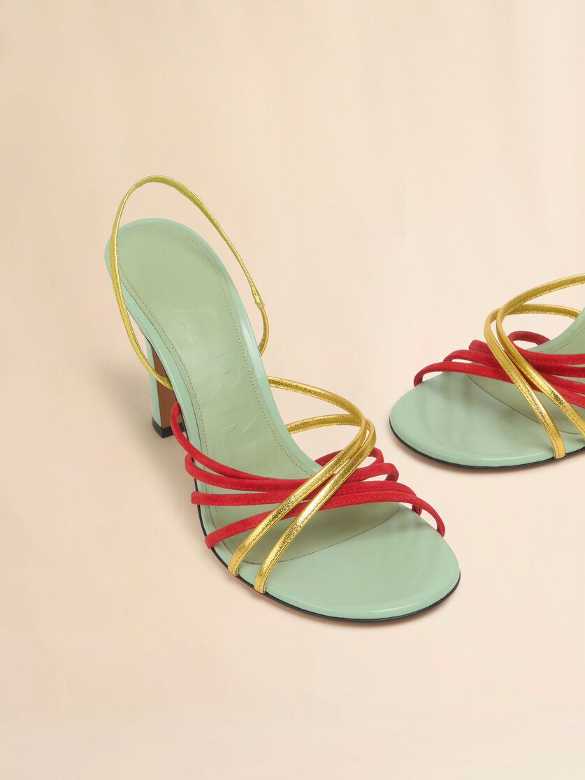 Sandale New Wave aus Wildleder und grünem Metallic-Leder - Sandalen - Image 5