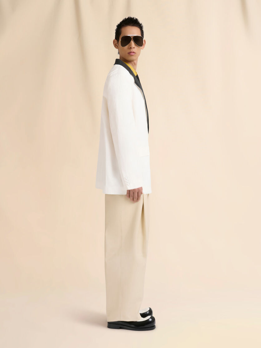 White cotton jacket with waves and drops jacquard motif - Jackets - Image 6