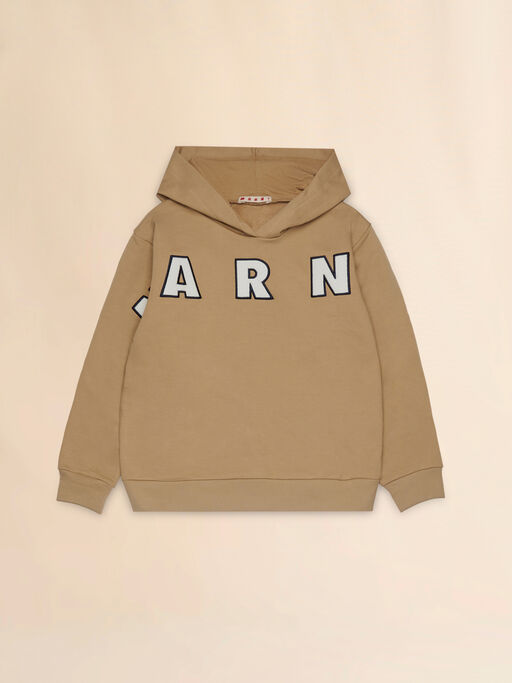 Beige cotton hoodie with Marni patches - Sweaters