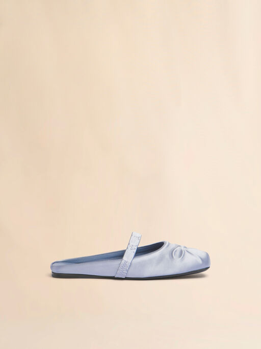 Light grey satin Little Bow sabot ballet flat - Ballet Shoes