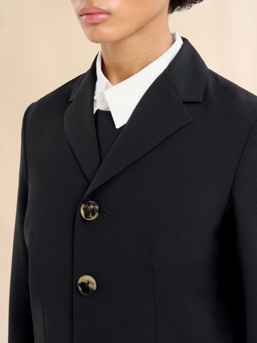 Veste noire en laine mélangée - Manteaux - Image 4