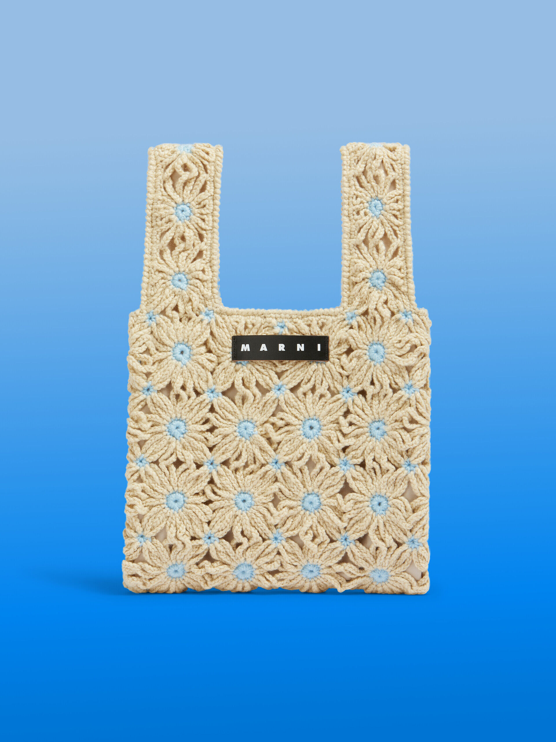 ホワイト ブルー クロシェ製 MARNI MARKET FISHバッグ | Marni