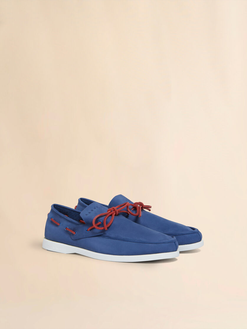 Blue nubuck boat loafer - Lace-ups - Image 2