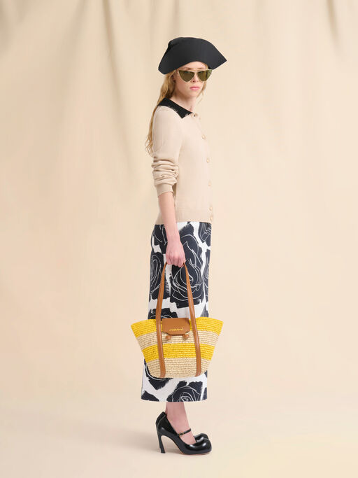 Small yellow stripe raffia-effect Trunkaroo beach bag - Shopping Bags
