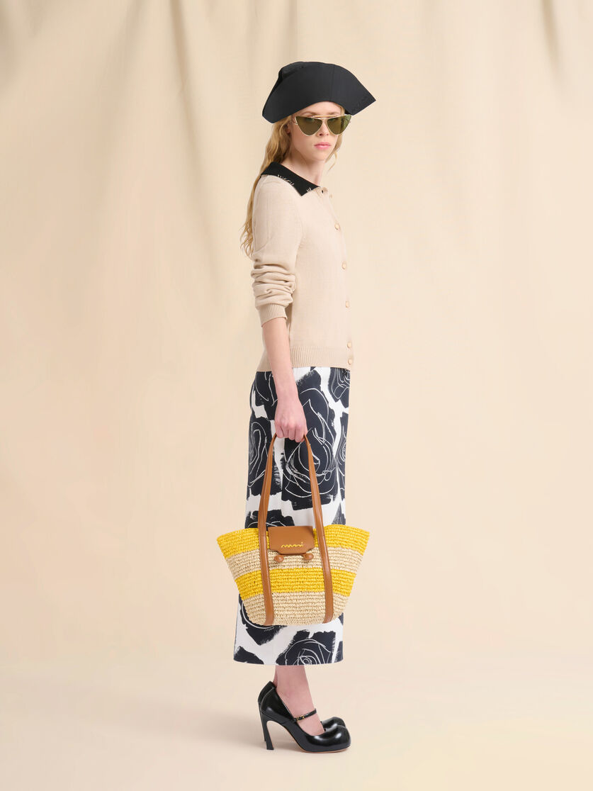 Small yellow stripe raffia-effect Trunkaroo beach bag - Shopping Bags - Image 2