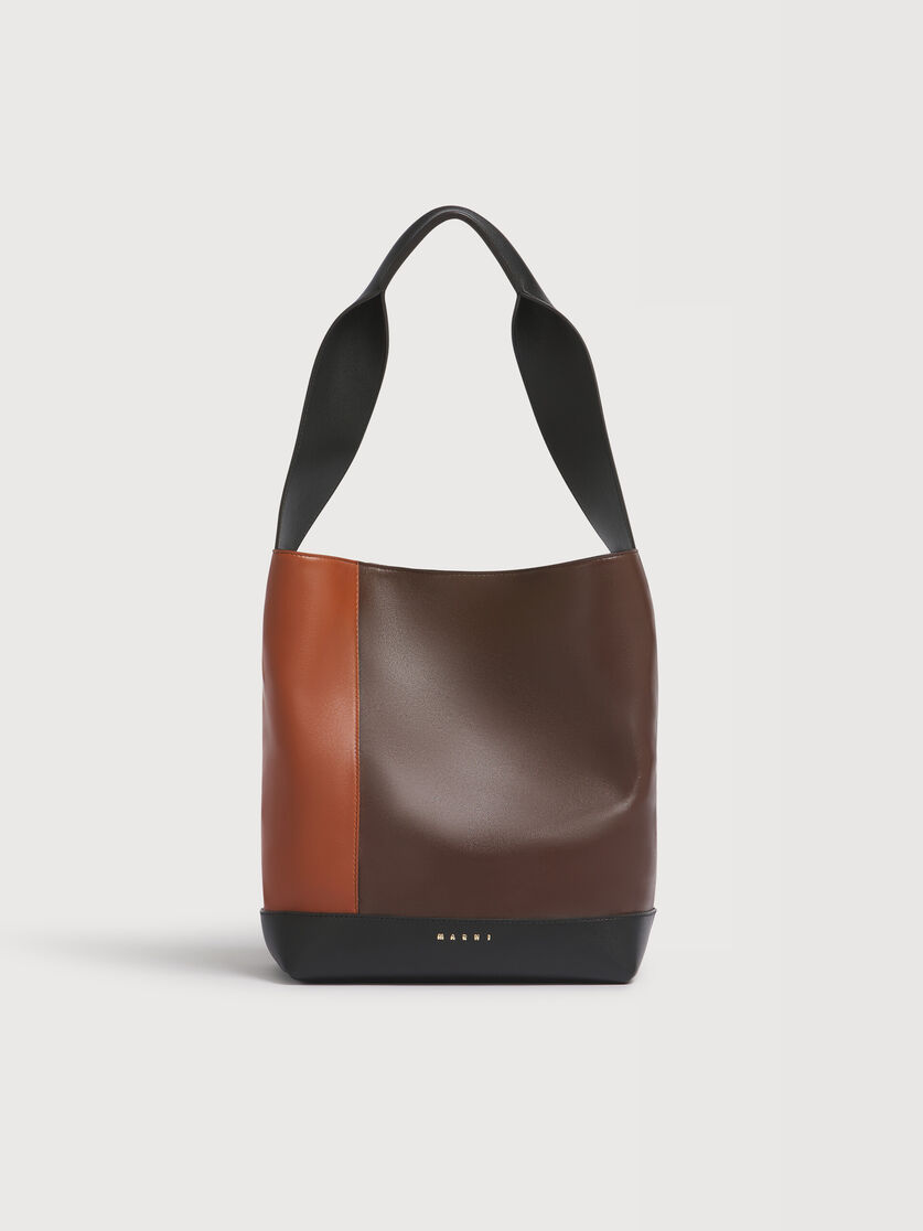 Light brown, dark brown and black leather Pod 2.0 bag, Image 1