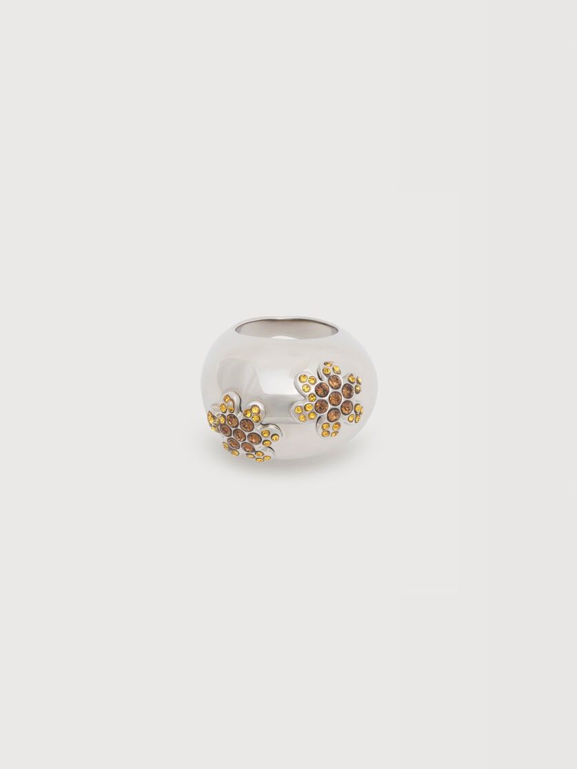 Ring mit G&auml;nsebl&uuml;mchen aus orangefarbenen Strasssteinen, Image 1