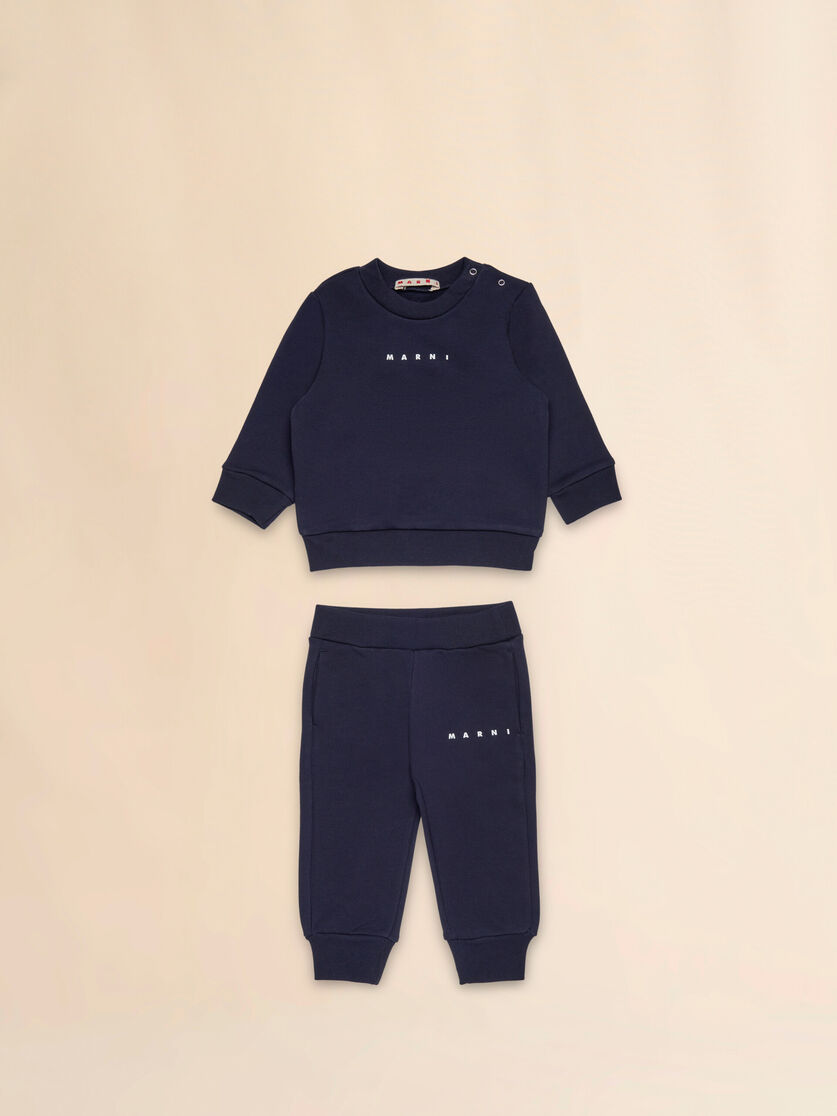 Dark blue fleece tracksuit set - Pants - Image 1