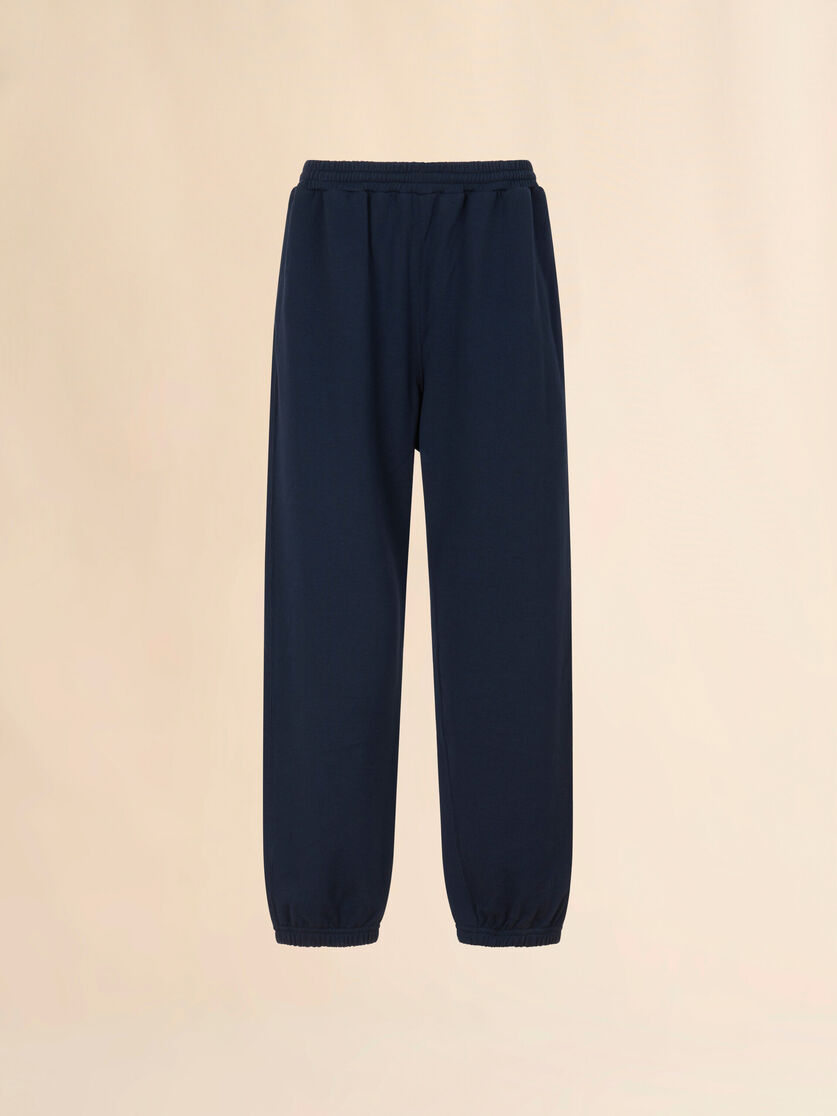 Deep blue cotton sweatpants with Marni Frame logo, Image 1