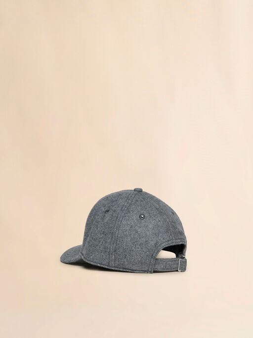 Grey melange felt baseball cap with embroidered logo - Caps