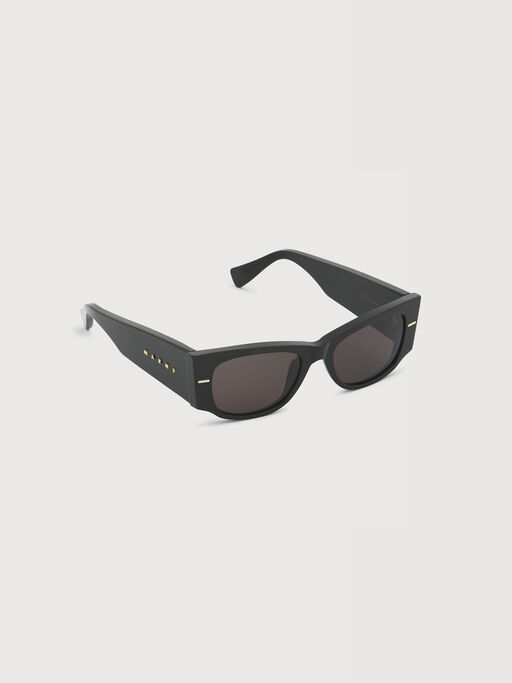 Black acetate wide-temple sunglasses - Optical