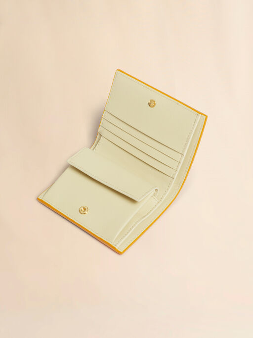 オレンジ、クリーム＆ブルー サフィアーノレザー製二つ折りウォレット - 財布