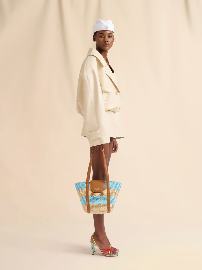 Small yellow stripe raffia-effect Trunkaroo beach bag - Shopping Bags - Image 2