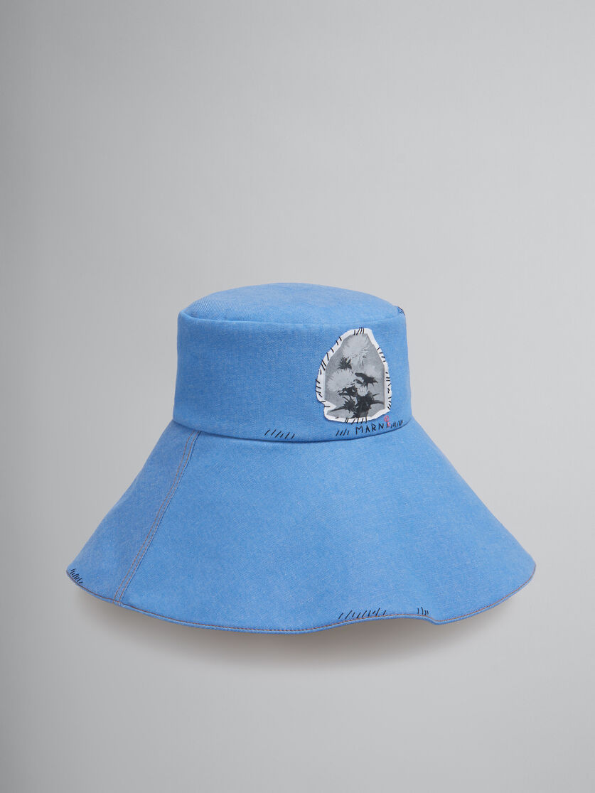 Blauer Fischerhut aus Denim mit Marni-Flicken - Hüte - Image 1