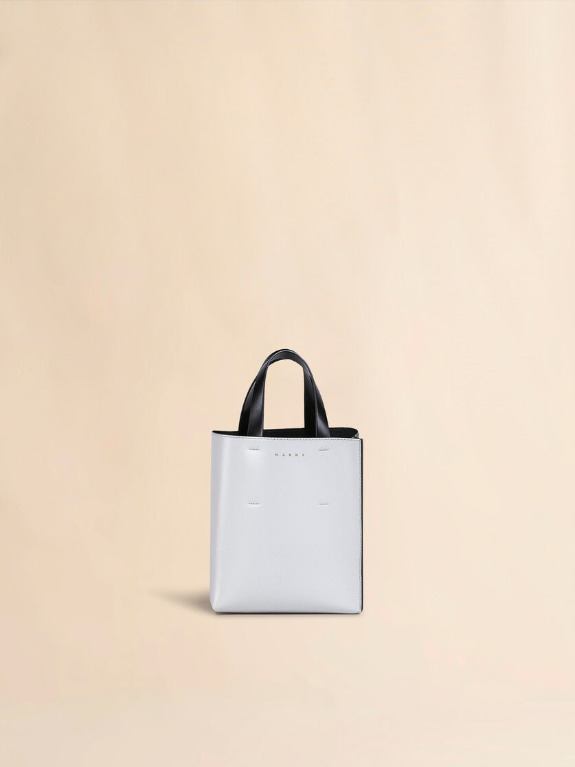 Bi-coloured MUSEO bag in shiny calfskin with shoulder strap - Shopping Bags - Image 1