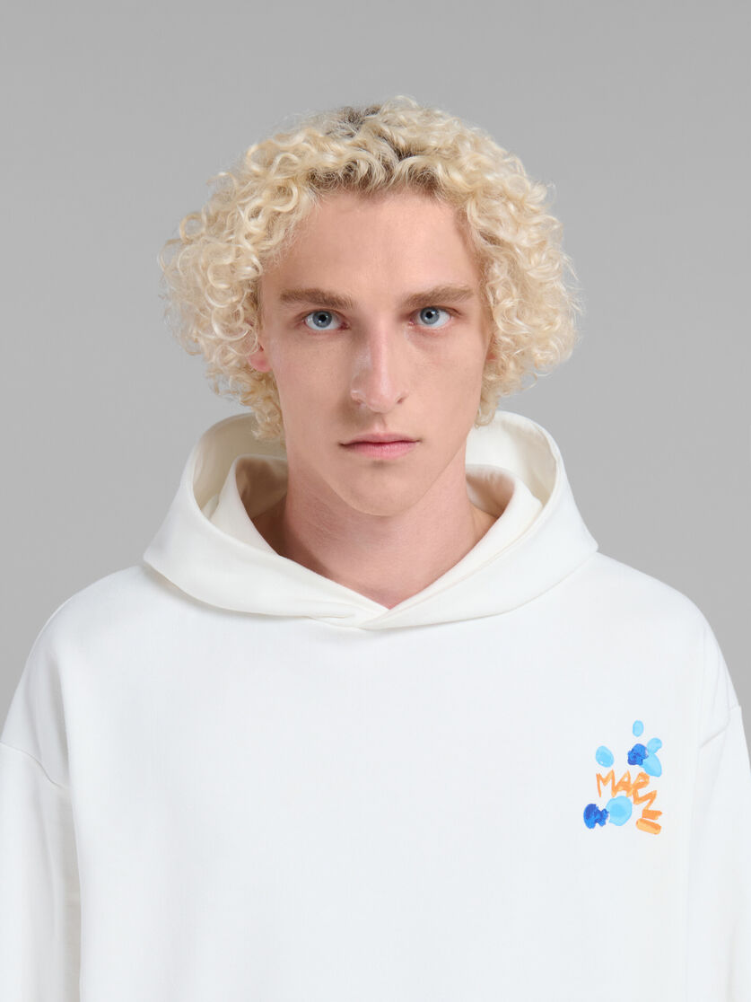White bio cotton hoodie with Marni Dripping print - Sweaters - Image 4