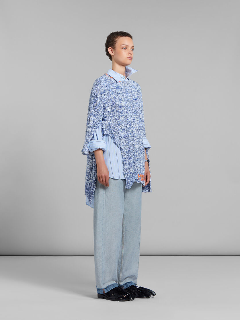 Blue mouliné jumper with nibbled edges - Pullovers - Image 5