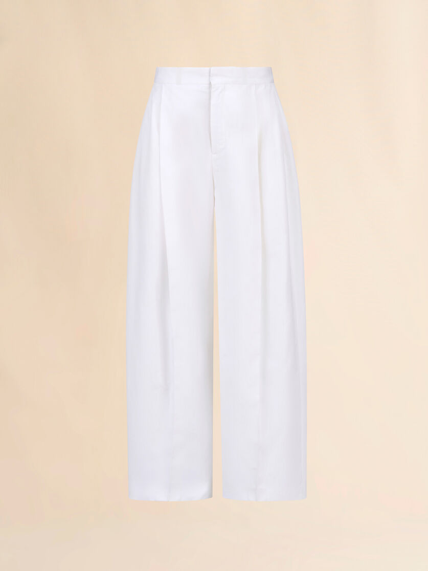 Black poplin trousers with maxi pleats - Pants - Image 1
