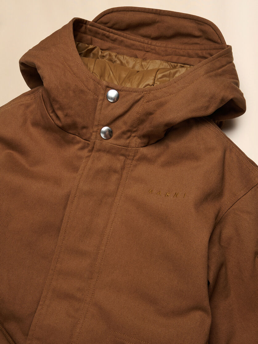 Brown cotton coat with drawstring - Jackets - Image 3