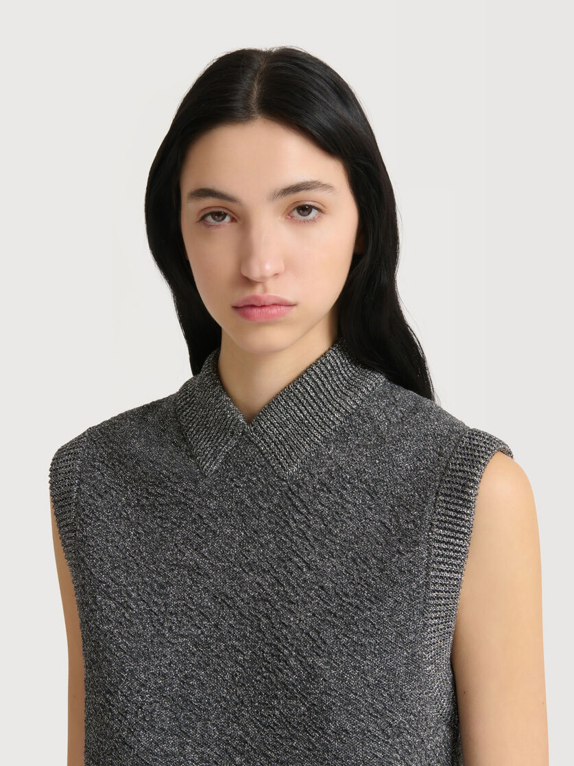 Grey wool vest with lurex detailing, Image 5