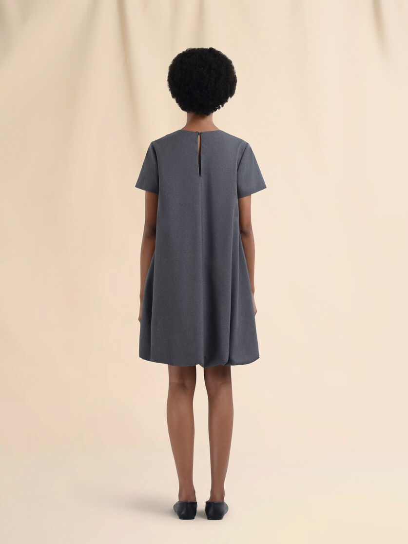 Kurzes graues Kleid aus Wolle mit Marni Symbol Stickerei - Kleider - Image 3