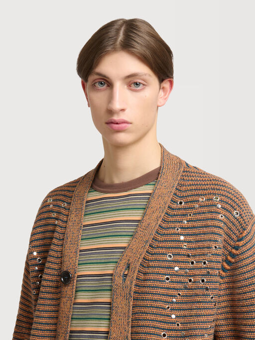 Green alpaca-wool cardigan with studs - Pullovers