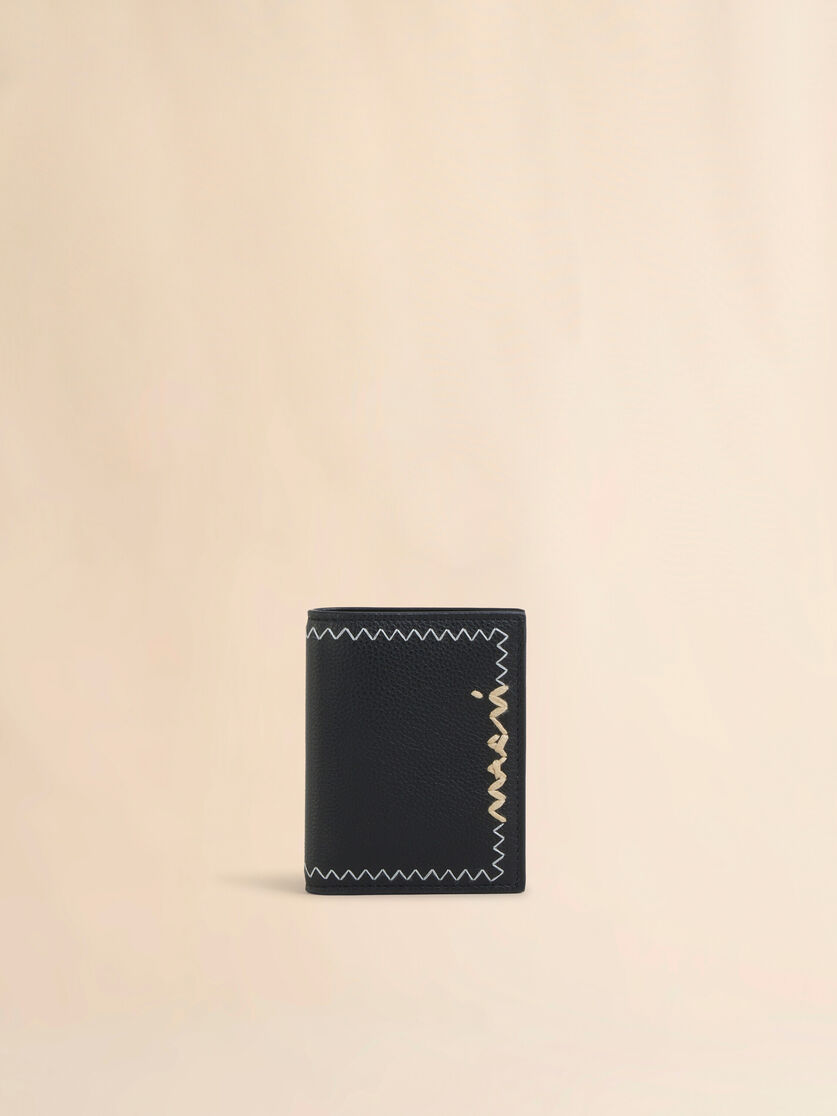 Cartera de dos cuerpos de piel negra con remiendo Marni - Carteras - Image 1