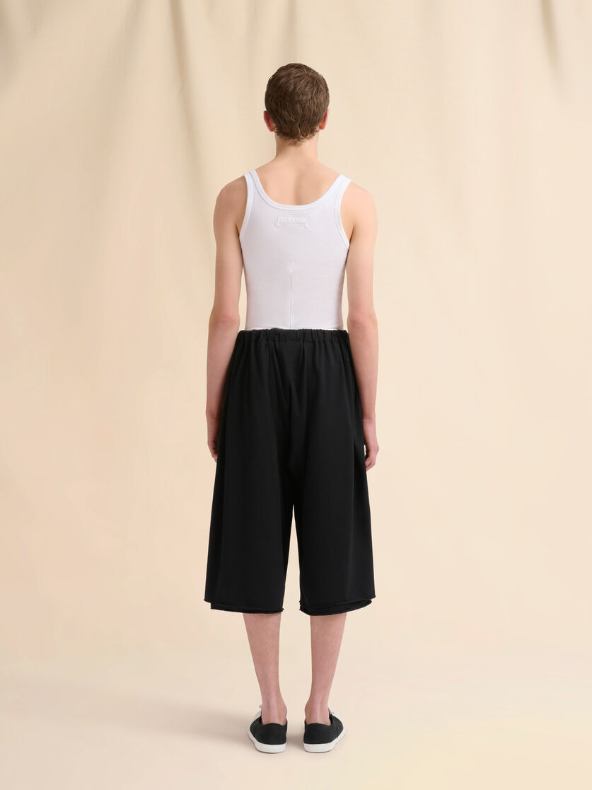 Black cotton 3/4 trousers with printed quotes - Pants - Image 3