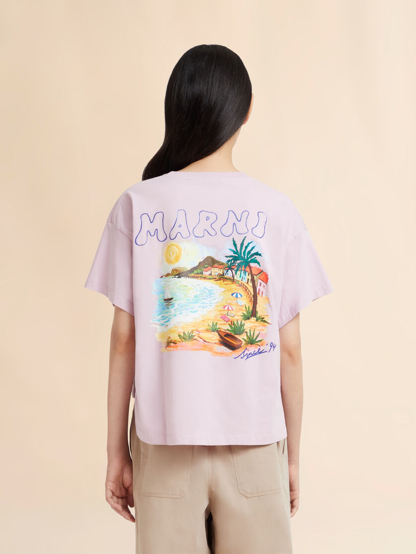 ピンク コットン製Tシャツ Marni Beachrポストカードプリント, Image 3