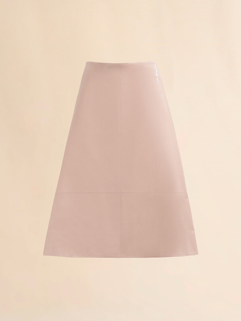 핑크 나파 가죽 A 라인 스커트 - 스커트 - Image 1