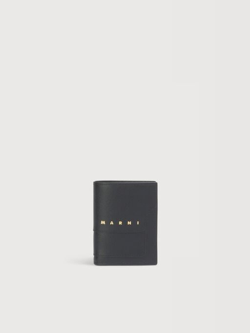 ブラック サフィアーノレザー二つ折りウォレット - 財布