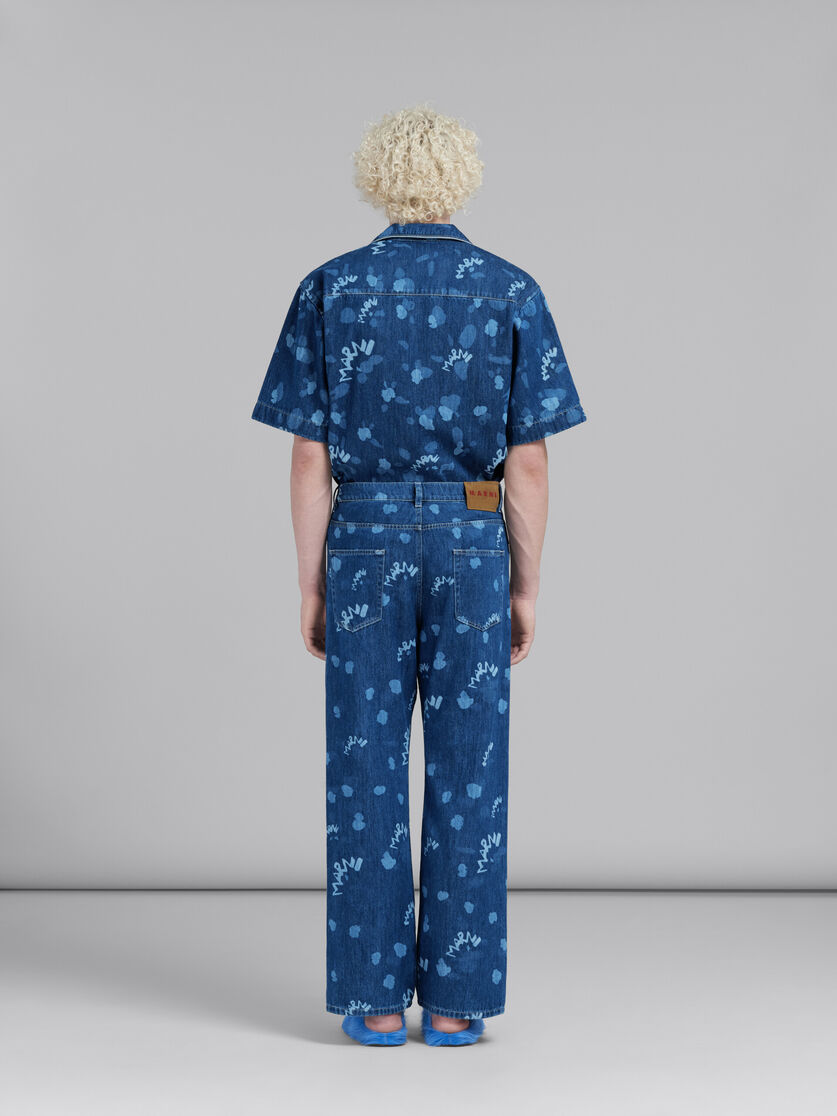 Jean en denim bleu avec imprimé Marni Dripping - Pantalons - Image 3