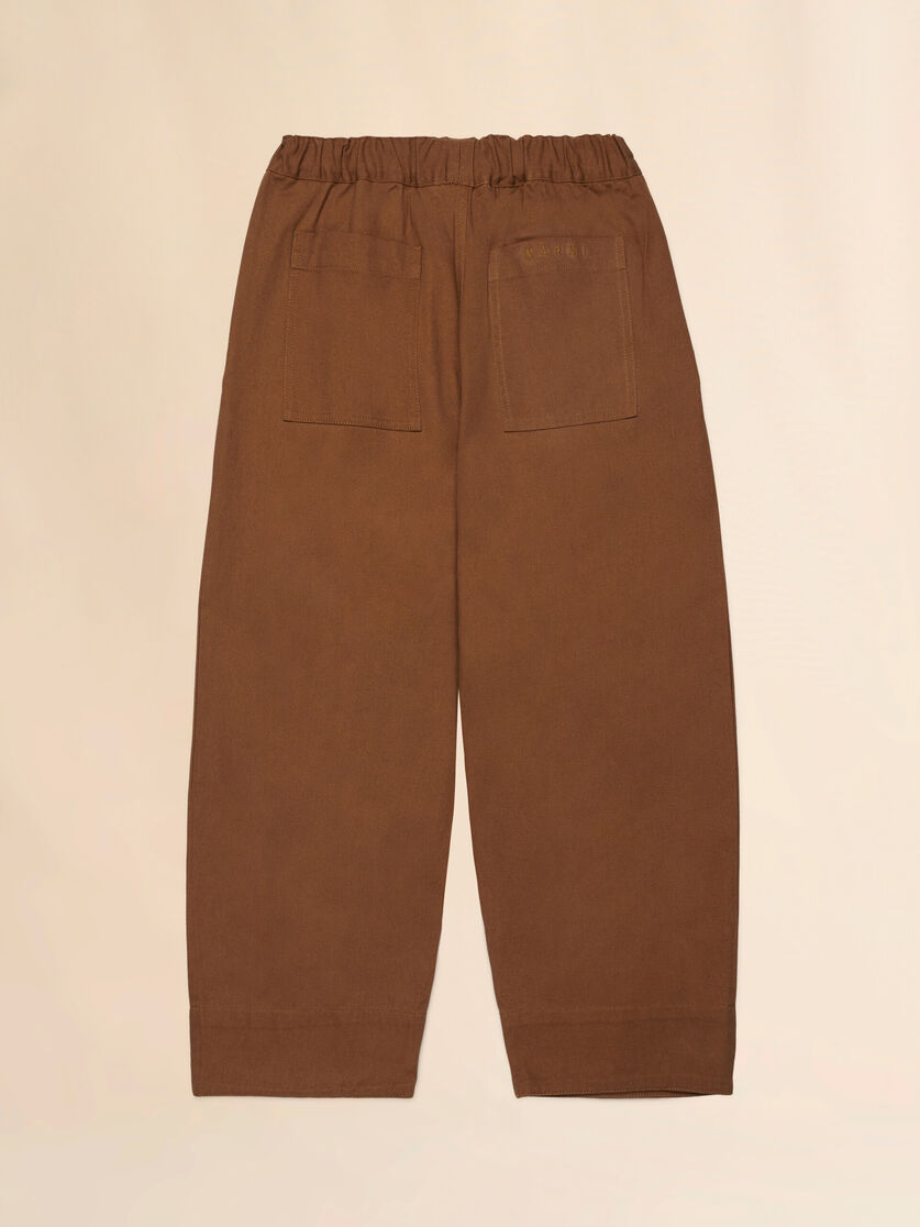 Brown pleated pants with embroidered Marni logo - Pants - Image 2