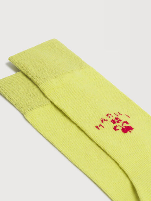 Yellow wool-cashmere socks with crest logo - Socks