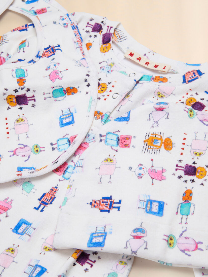 Off-white cotton newborn set with Robottini print - Knitwear - Image 3