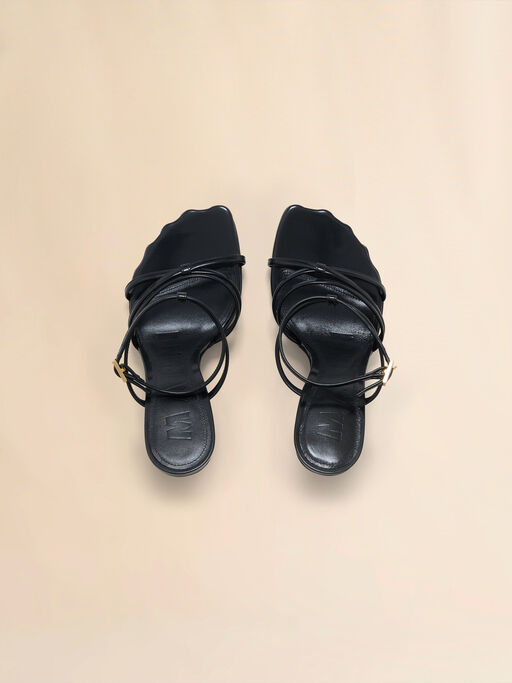 Schwarze Moonlight Sandalen aus gebürstetem Leder mit Riemchen - Sandalen