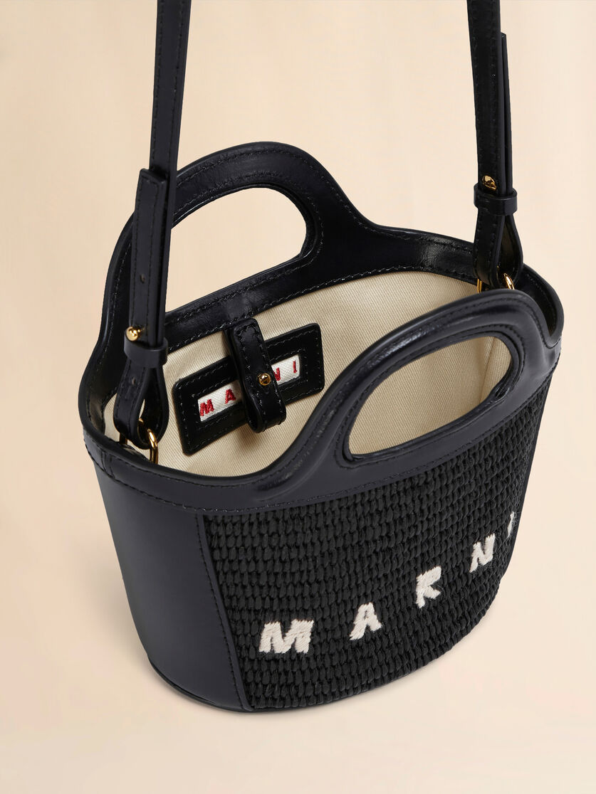 Mini-Tasche Tropicalia aus hellblauem Leder und Material in Bast-Optik - Handtaschen - Image 4