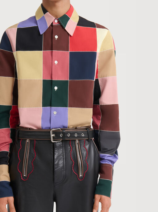 Multicolour patchwork poplin shirt - Shirts