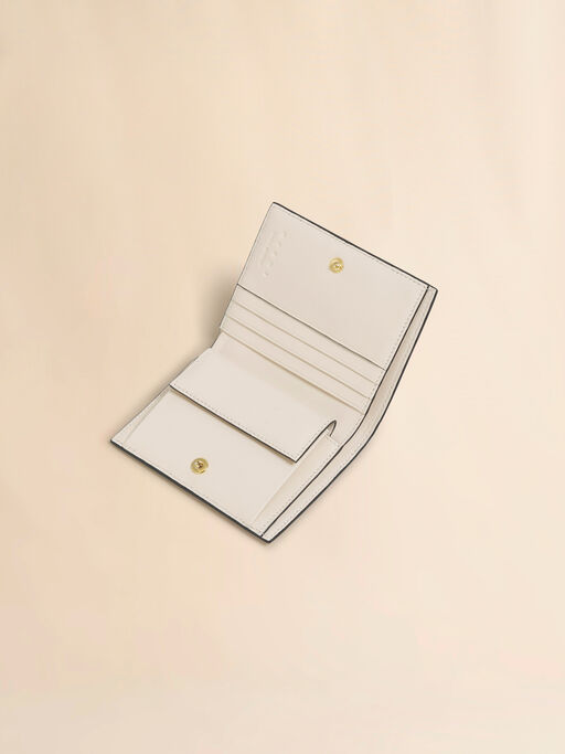 クリーム レザー製 Envelope 二つ折りウォレット - 財布