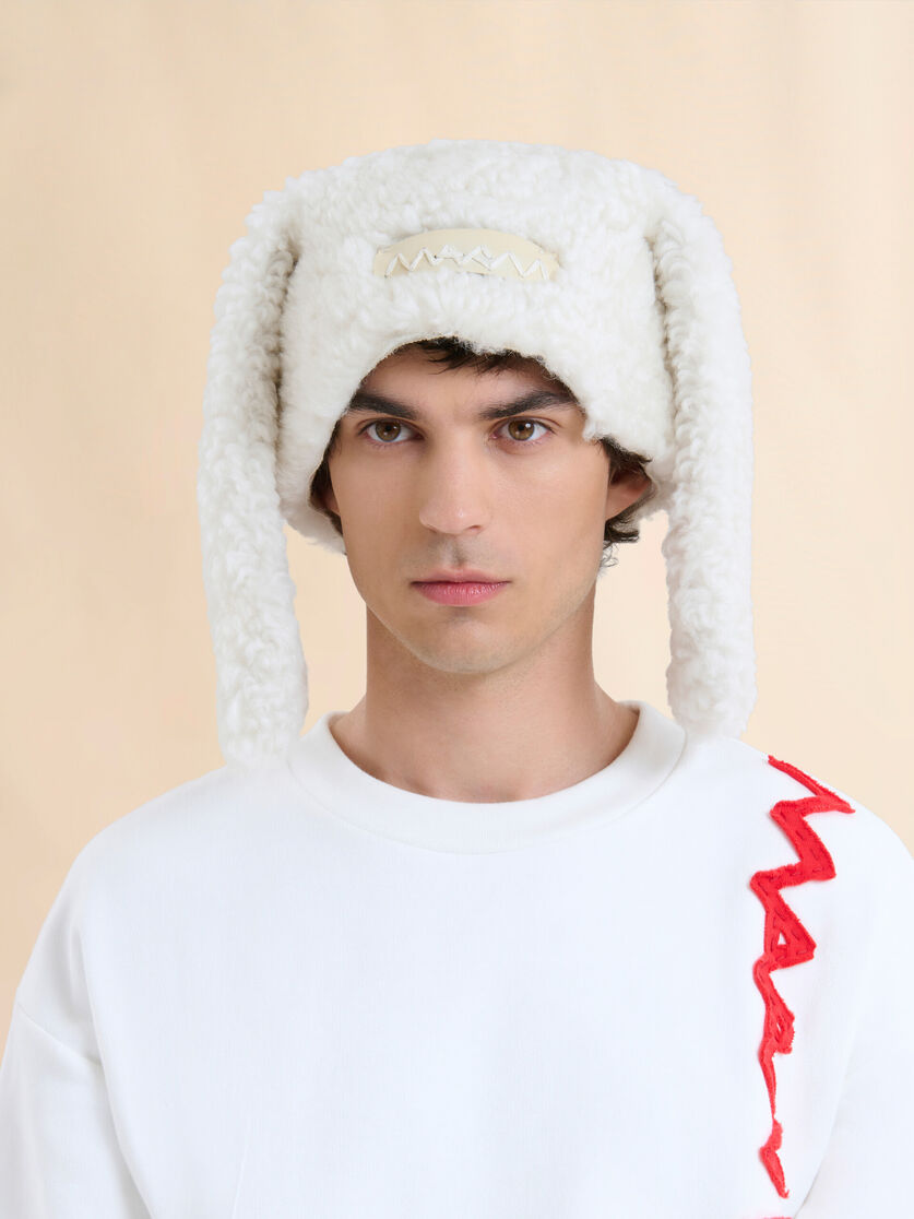 White shearling rabbit hat - Hats - Image 2