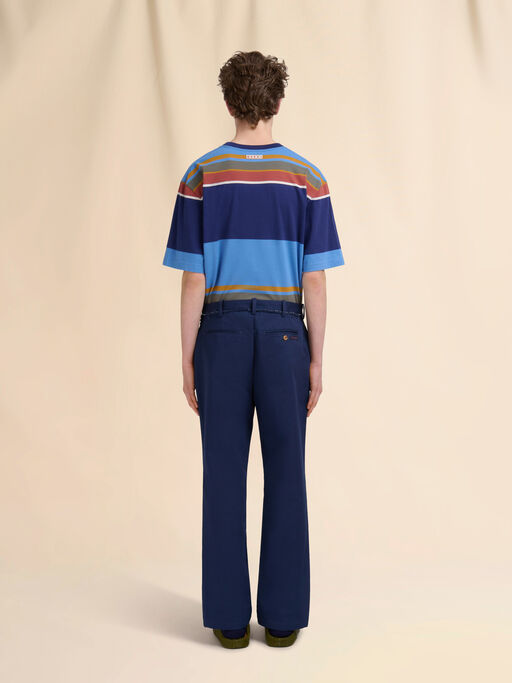 Blue organic gabardine trousers with Trunkaroo logo - Pants