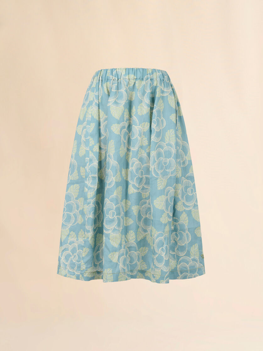 Blue ramie elasticated skirt with Banjo print, Image 1
