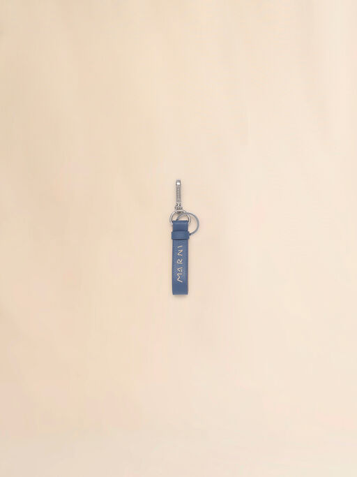 ブルー レザー製キーリング、Marni Mending入り - キーホルダー