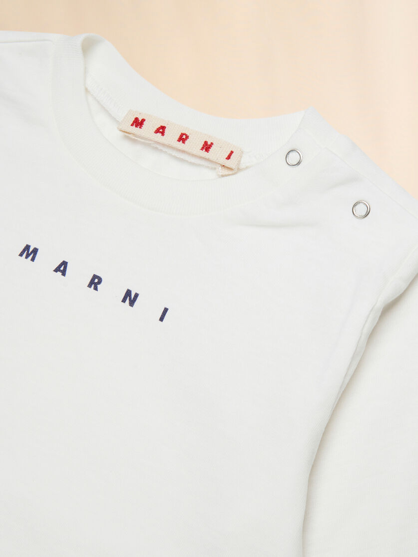Off-white long-sleeved cotton T-shirt with Marni logo - T-shirts - Image 4