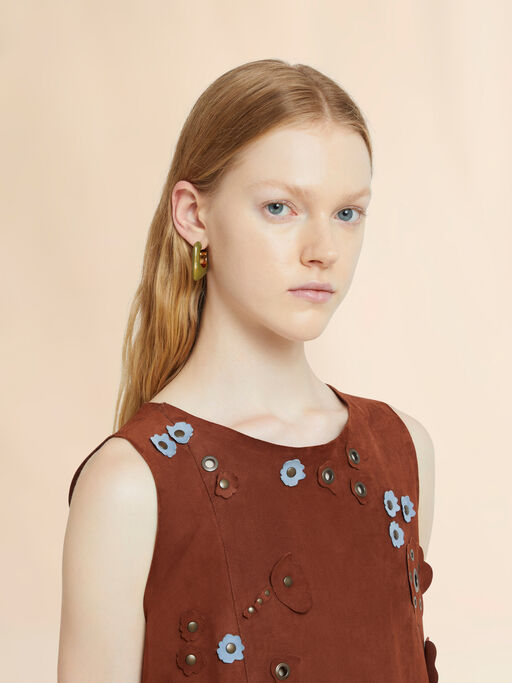 Green enamel Trapeze hoop earrings - Earrings