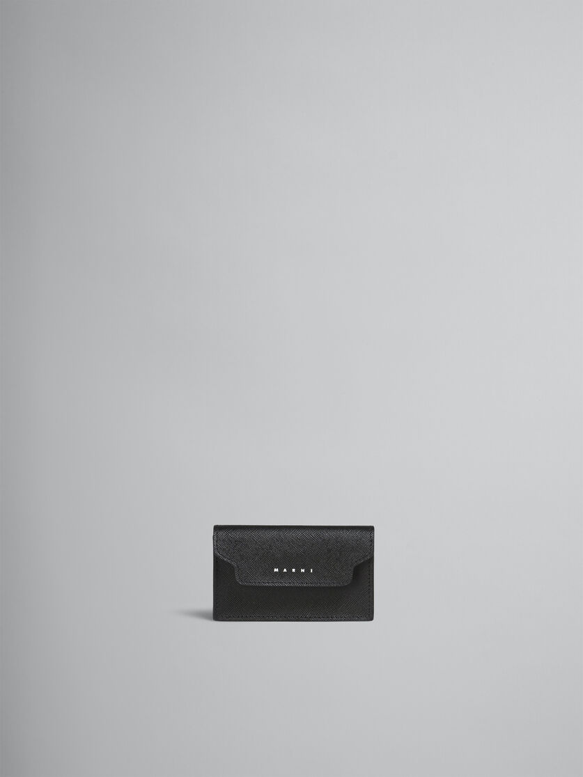 Black saffiano leather zip-around card case - Wallets - Image 1