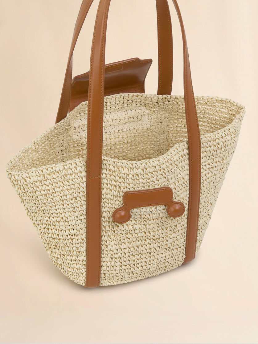 Tote bag da spiaggia Trunkaroo piccola in tessuto effetto rafia nera - Borse shopping - Image 4