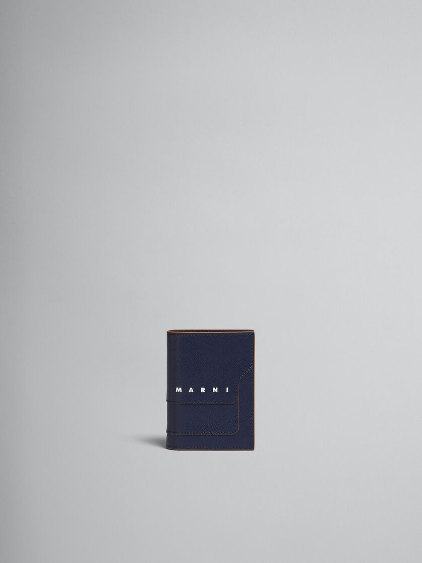 Blue saffiano leather bi-fold wallet - Wallets - Image 1